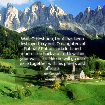 Picture 05 - Jeremiah 49:3 BSB - Wail, O Heshbon, for Ai has been destroyed; cry - Bible Verse Picture