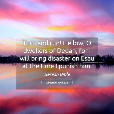 Picture 05 - Jeremiah 49:8 BSB - Turn and run! Lie low, O dwellers of Dedan, for I - Bible Verse Picture