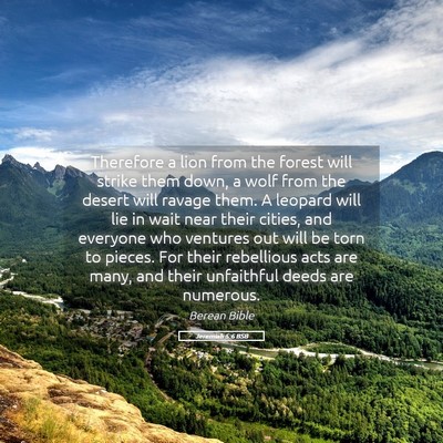 Picture 05 - Jeremiah 5:6 BSB - Therefore a lion from the forest will strike them - Bible Verse Picture