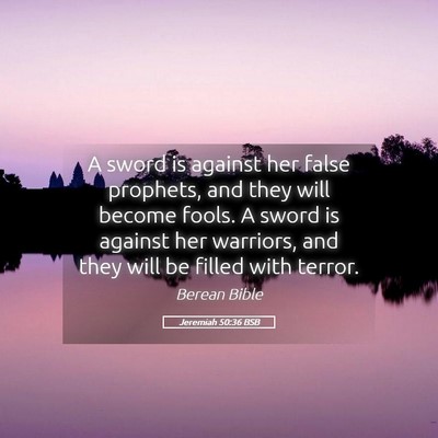 Picture 05 - Jeremiah 50:36 BSB - A sword is against her false prophets, and they - Bible Verse Picture