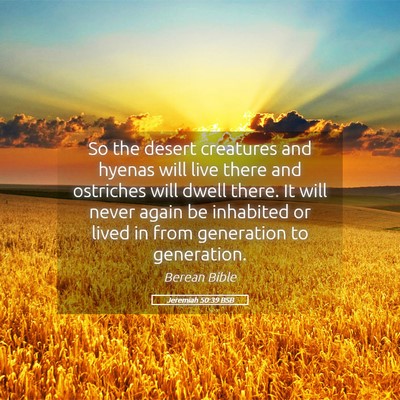 Picture 05 - Jeremiah 50:39 BSB - So the desert creatures and hyenas will live - Bible Verse Picture