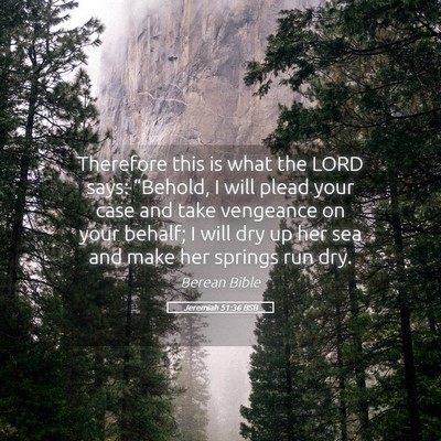 Picture 05 - Jeremiah 51:36 BSB - Therefore this is what the LORD says: “Behold, - Bible Verse Picture