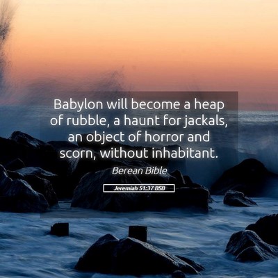 Picture 05 - Jeremiah 51:37 BSB - Babylon will become a heap of rubble, a haunt for - Bible Verse Picture