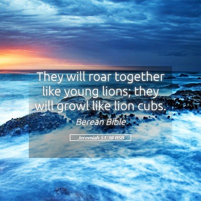 Picture 05 - Jeremiah 51:38 BSB - They will roar together like young lions; they - Bible Verse Picture