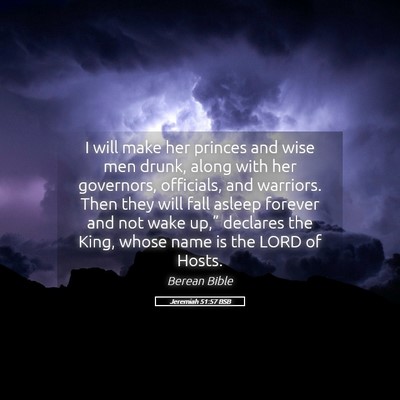 Picture 05 - Jeremiah 51:57 BSB - I will make her princes and wise men drunk, along - Bible Verse Picture