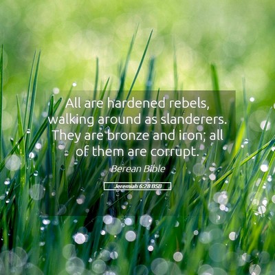 Picture 05 - Jeremiah 6:28 BSB - All are hardened rebels, walking around as - Bible Verse Picture