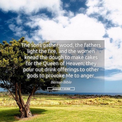 Picture 05 - Jeremiah 7:18 BSB - The sons gather wood, the fathers light the fire, - Bible Verse Picture