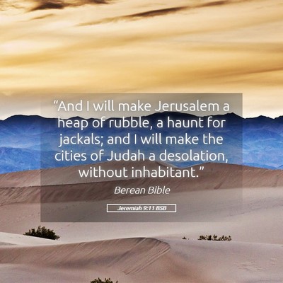 Picture 05 - Jeremiah 9:11 BSB - “And I will make Jerusalem a heap of rubble, a - Bible Verse Picture