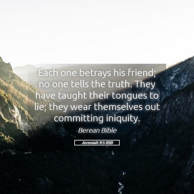Picture 05 - Jeremiah 9:5 BSB - Each one betrays his friend; no one tells the - Bible Verse Picture