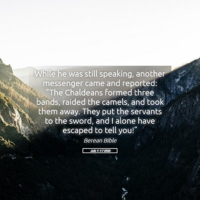 Picture 05 - Job 1:17 BSB - While he was still speaking, another messenger - Bible Verse Picture