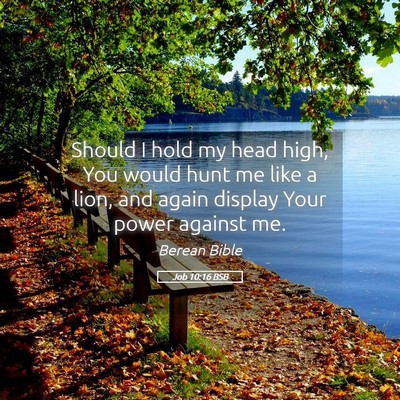 Picture 05 - Job 10:16 BSB - Should I hold my head high, You would hunt me - Bible Verse Picture