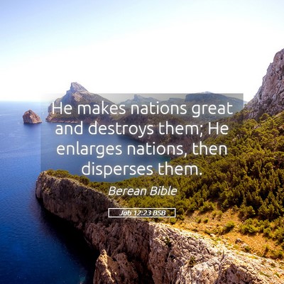 Picture 05 - Job 12:23 BSB - He makes nations great and destroys them; He - Bible Verse Picture