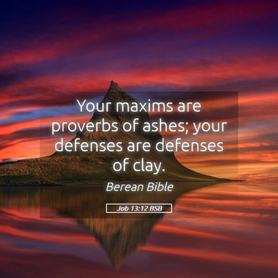 Picture 05 - Job 13:12 BSB - Your maxims are proverbs of ashes; your defenses - Bible Verse Picture