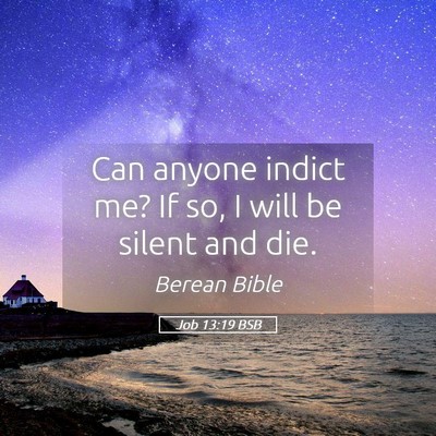 Picture 05 - Job 13:19 BSB - Can anyone indict me? If so, I will be silent and - Bible Verse Picture