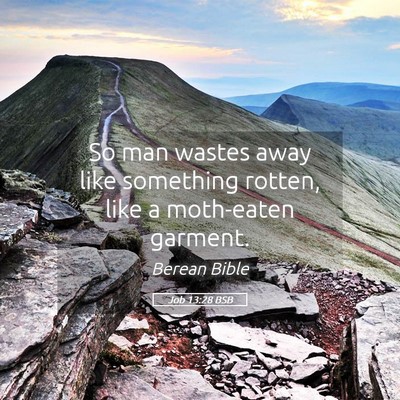 Picture 05 - Job 13:28 BSB - So man wastes away like something rotten, like a - Bible Verse Picture