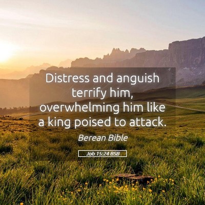 Picture 05 - Job 15:24 BSB - Distress and anguish terrify him, overwhelming - Bible Verse Picture