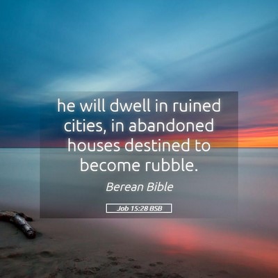 Picture 05 - Job 15:28 BSB - he will dwell in ruined cities, in abandoned - Bible Verse Picture
