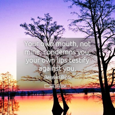 Picture 05 - Job 15:6 BSB - Your own mouth, not mine, condemns you; your own - Bible Verse Picture
