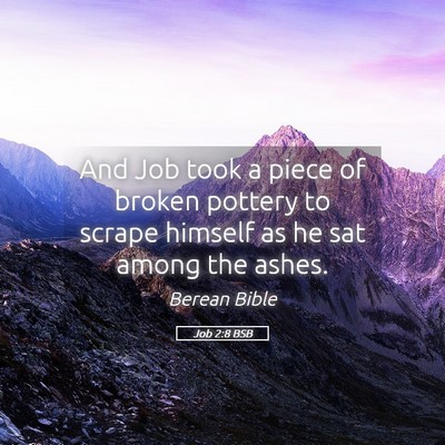 Picture 05 - Job 2:8 BSB - And Job took a piece of broken pottery to scrape - Bible Verse Picture