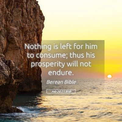 Picture 05 - Job 20:21 BSB - Nothing is left for him to consume; thus his - Bible Verse Picture