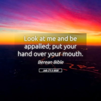 Picture 05 - Job 21:5 BSB - Look at me and be appalled; put your hand over - Bible Verse Picture