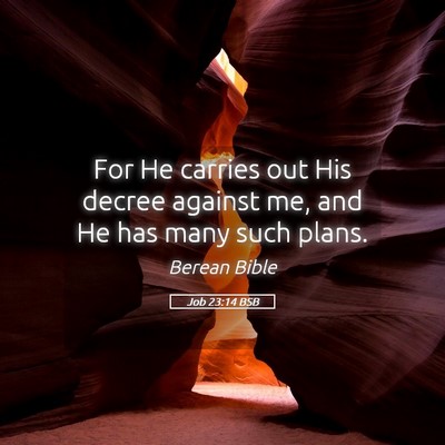 Picture 05 - Job 23:14 BSB - For He carries out His decree against me, and He - Bible Verse Picture