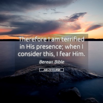 Picture 05 - Job 23:15 BSB - Therefore I am terrified in His presence; when I - Bible Verse Picture