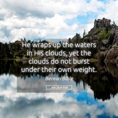 Picture 05 - Job 26:8 BSB - He wraps up the waters in His clouds, yet the - Bible Verse Picture