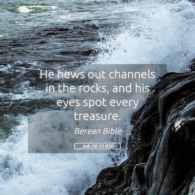 Picture 05 - Job 28:10 BSB - He hews out channels in the rocks, and his eyes - Bible Verse Picture