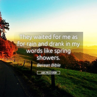 Picture 05 - Job 29:23 BSB - They waited for me as for rain and drank in my - Bible Verse Picture