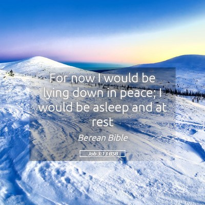 Picture 05 - Job 3:13 BSB - For now I would be lying down in peace; I would - Bible Verse Picture