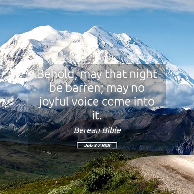 Picture 05 - Job 3:7 BSB - Behold, may that night be barren; may no joyful - Bible Verse Picture