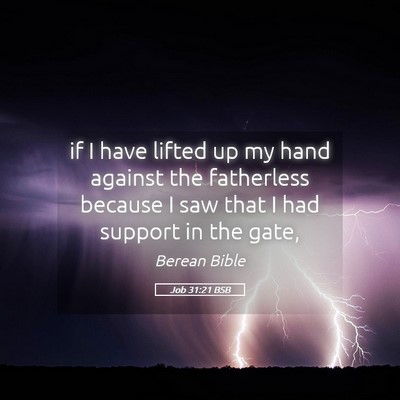 Picture 05 - Job 31:21 BSB - if I have lifted up my hand against the - Bible Verse Picture