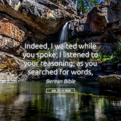 Picture 05 - Job 32:11 BSB - Indeed, I waited while you spoke; I listened to - Bible Verse Picture