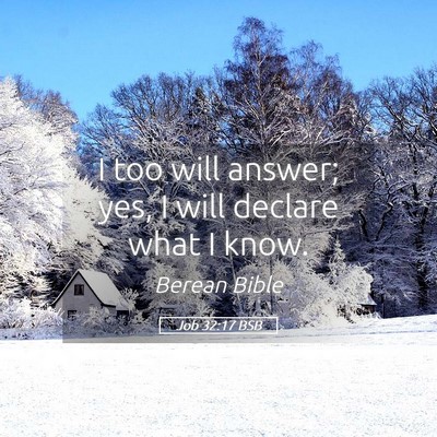 Picture 05 - Job 32:17 BSB - I too will answer; yes, I will declare what I - Bible Verse Picture