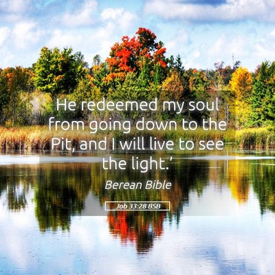 Picture 05 - Job 33:28 BSB - He redeemed my soul from going down to the Pit, - Bible Verse Picture