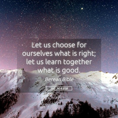 Picture 05 - Job 34:4 BSB - Let us choose for ourselves what is right; let us - Bible Verse Picture