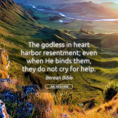 Picture 05 - Job 36:13 BSB - The godless in heart harbor resentment; even when - Bible Verse Picture