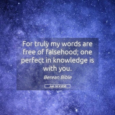 Picture 05 - Job 36:4 BSB - For truly my words are free of falsehood; one - Bible Verse Picture