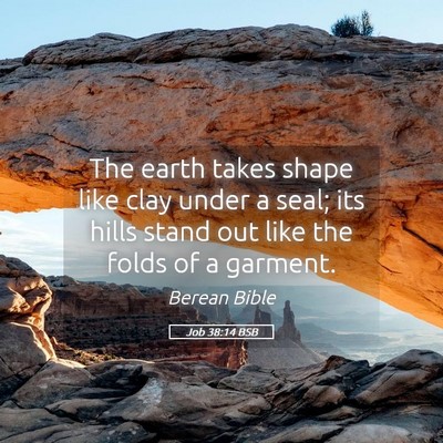 Picture 05 - Job 38:14 BSB - The earth takes shape like clay under a seal; its - Bible Verse Picture