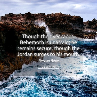 Picture 05 - Job 40:23 BSB - Though the river rages, Behemoth is unafraid; he - Bible Verse Picture
