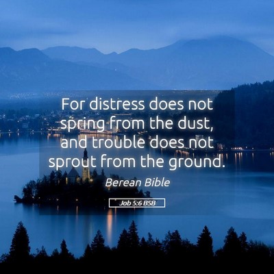 Picture 05 - Job 5:6 BSB - For distress does not spring from the dust, and - Bible Verse Picture