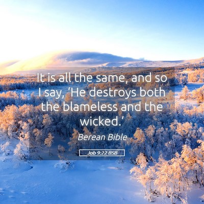 Picture 05 - Job 9:22 BSB - It is all the same, and so I say, ‘He destroys - Bible Verse Picture