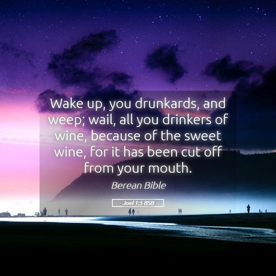 Picture 05 - Joel 1:5 BSB - Wake up, you drunkards, and weep; wail, all you - Bible Verse Picture