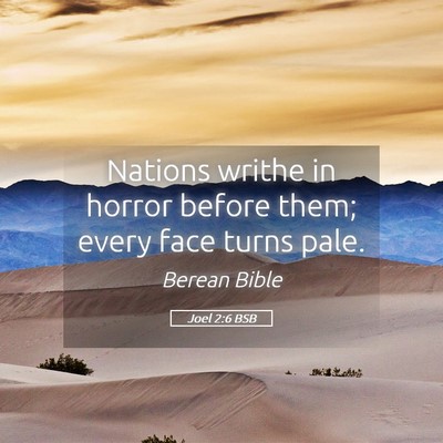 Picture 05 - Joel 2:6 BSB - Nations writhe in horror before them; every face - Bible Verse Picture