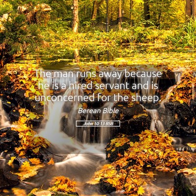 Picture 05 - John 10:13 BSB - The man runs away because he is a hired servant - Bible Verse Picture