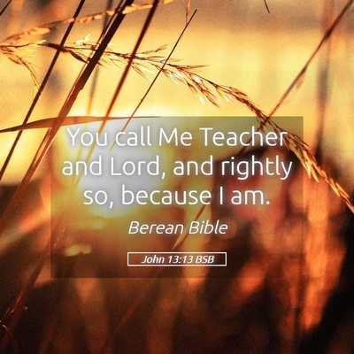 Picture 05 - John 13:13 BSB - You call Me Teacher and Lord, and rightly so, - Bible Verse Picture
