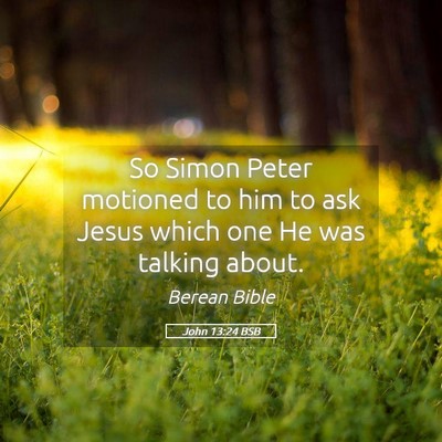 Picture 05 - John 13:24 BSB - So Simon Peter motioned to him to ask Jesus which - Bible Verse Picture