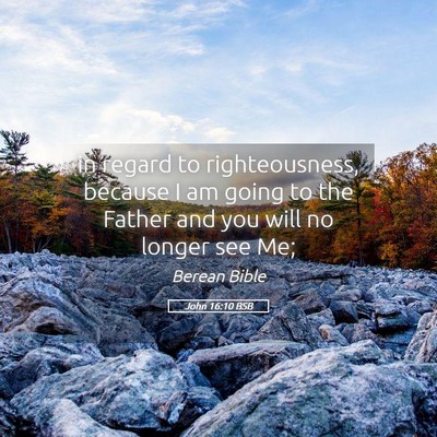 Picture 05 - John 16:10 BSB - in regard to righteousness, because I am going to - Bible Verse Picture