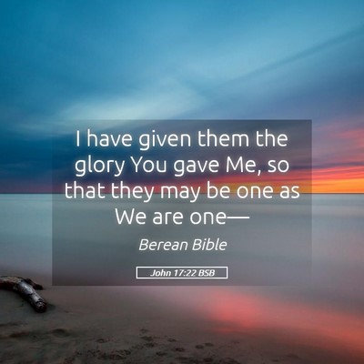 Picture 05 - John 17:22 BSB - I have given them the glory You gave Me, so that - Bible Verse Picture